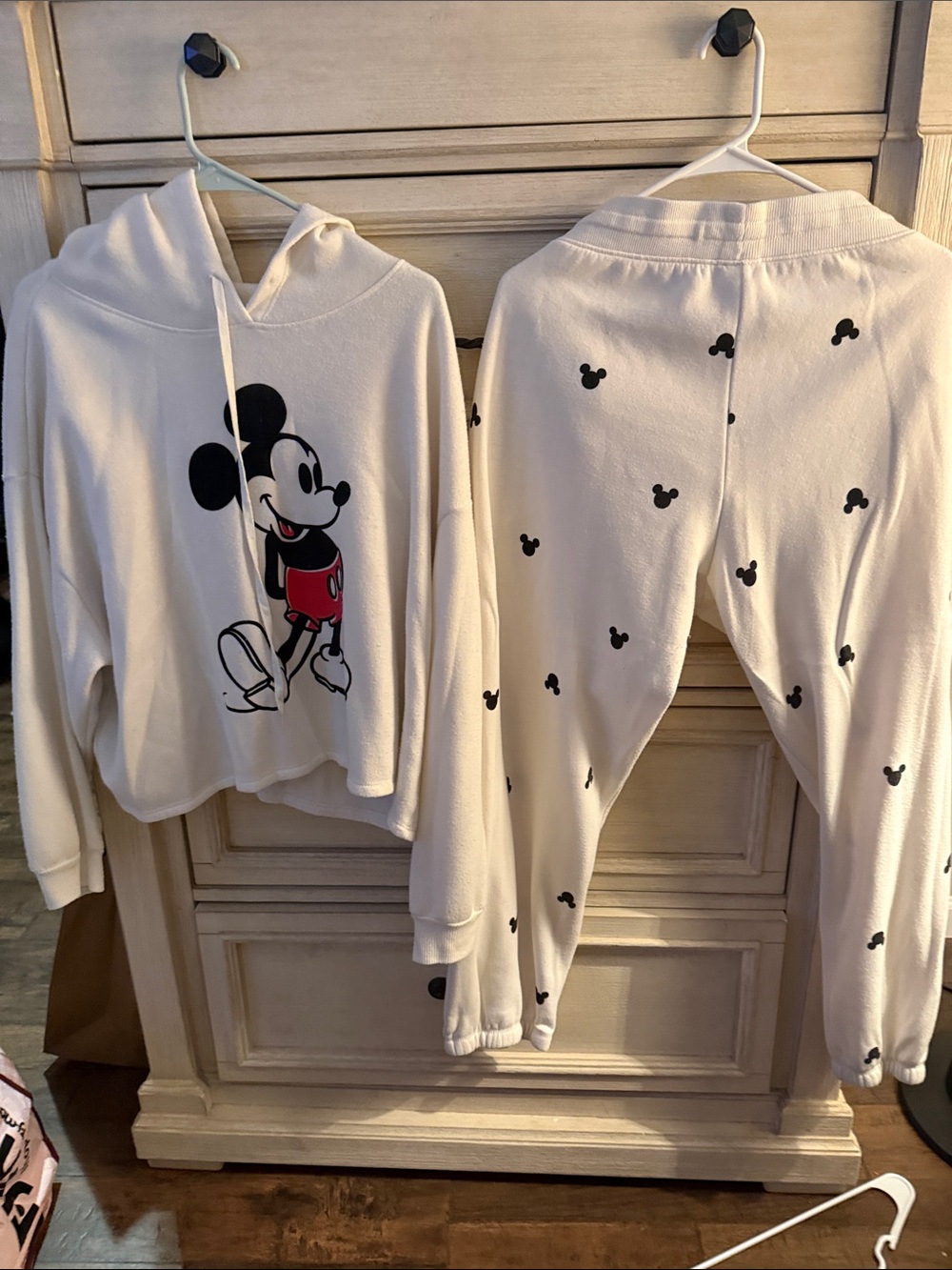 Women’s Cream Mickey Mouse Hoodie & Jogger Set